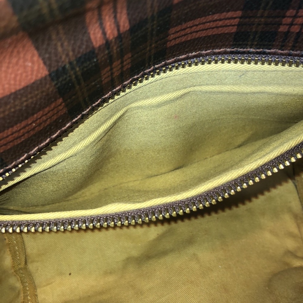 RALPH LAUREN Brown Green Tartan Plaid Rolled Body Crossbody Messenger SaddleBag - Picture 10 of 17